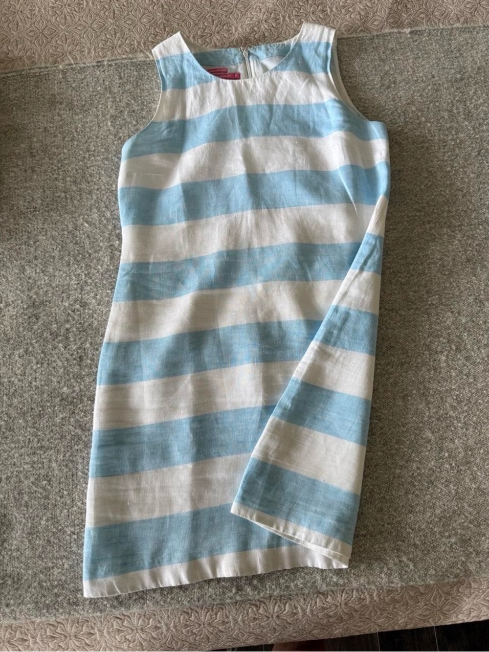 Island Company crisp cotton white and blue striped linen